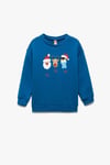 Koton Erkek Bebek Bisiklet Yaka Uzun Kollu Pamuklu Yılbaşı Baskılı Sweatshirt