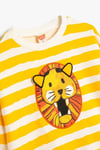 Koton Erkek Bebek Çizgili Sweatshirt Aslan Grafik Baskılı Uzun Kollu Bisiklet Yaka