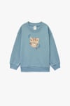 Koton Erkek Bebek Pamuklu Uzun Kollu Bisiklet Yaka Kaplan Baskılı Oversize Sweatshirt
