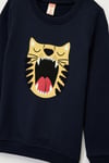 Koton Erkek Bebek Pamuklu Uzun Kollu Bisiklet Yaka Kaplan Nakışlı Sweatshirt