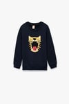 Koton Erkek Bebek Pamuklu Uzun Kollu Bisiklet Yaka Kaplan Nakışlı Sweatshirt