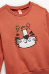 Koton Erkek Bebek Şardonlu Kaplan İşlemeli Uzun Kollu Bisiklet Yaka Sweatshirt