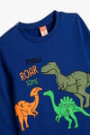 Koton Erkek Bebek Sweatshirt Dinozor Baskılı Bisiklet Yaka Uzun Kollu Şardonlu Pamuklu