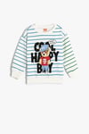 Koton Erkek Bebek Sweatshirt Uzun Kollu Bisiklet Yaka Ayıcık Baskılı Pamuklu