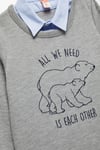 Koton Erkek Bebek Uzun Kollu Gömlek Yaka Baskılı Sweatshirt