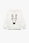 Koton Erkek Bebek Yılbaşı Baskılı Uzun Kollu Şardonlu Bisiklet Yaka Sweatshirt