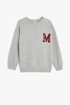 Koton Erkek Çocuk Bisiklet Yaka Slogan Baskılı Uzun Kollu Sweatshirt