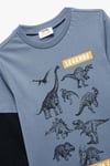 Koton Erkek Çocuk Dinozor Baskılı Uzun Kollu Bisiklet Yaka Pamuklu Tişört