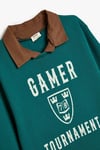 Koton Erkek Çocuk Gömlek Yaka Sweatshirt Baskı Detaylı Uzun Kollu