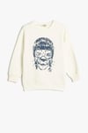 Koton Erkek Çocuk Hayvan Baskılı Sweatshirt Bisiklet Yaka Boxy Pamuk Karışımlı