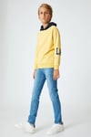 Koton Erkek Çocuk Kapşonlu Sweatshirt Baskı Detaylı Renk Bloklu Uzun Kollu