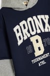Koton Erkek Çocuk Kapşonlu Sweatshirt Renk Bloklu Brooklyn Baskılı Uzun Kollu Şardonlu