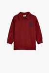 Koton Erkek Çocuk Oversize Polo Sweatshirt Uzun Kollu İşleme Detaylı Düğmeli
