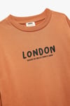 Koton Erkek Çocuk Pamuklu Uzun Kollu Bisiklet Yaka Baskılı Şardonlu Oversize Sweatshirt