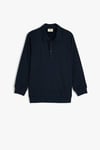 Koton Erkek Çocuk Polo Yaka Sweatshirt Uzun Kollu Düğme Detaylı Pamuklu