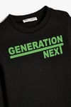 Koton Erkek Çocuk Uzun Kollu Bisiklet Yaka Slogan Baskılı Sweatshirt
