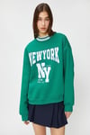 Koton Kadın Kolej Sweatshirt Bisiklet Yaka Ribanalı Nakışlı