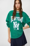 Koton Kadın Kolej Sweatshirt Bisiklet Yaka Ribanalı Nakışlı