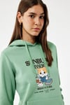 Koton Kanguru Cep Detaylı Şardonlu Kedi Baskılı Kapüşonlu Sweatshirt