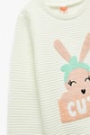 Koton Kız Bebek Bisiklet Yaka Nakışlı Dokulu Uzun Kollu Sweatshirt