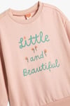 Koton Kız Bebek Çiçek Baskılı Sweatshirt Uzun Kollu Bisiklet Yaka Şardonlu Pamuklu