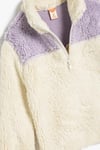 Koton Kız Bebek Peluş Sweatshirt Dik Yaka Uzun Kollu Yarım Fermuarlı