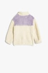 Koton Kız Bebek Peluş Sweatshirt Dik Yaka Uzun Kollu Yarım Fermuarlı