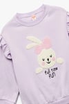 Koton Kız Bebek Şardonlu Uzun Kollu Bisiklet Yaka Tavşan Aplikeli Pamuklu Sweatshirt