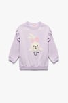Koton Kız Bebek Şardonlu Uzun Kollu Bisiklet Yaka Tavşan Aplikeli Pamuklu Sweatshirt