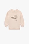 Koton Kız Bebek Şardonlu Uzun Kollu Bisiklet Yaka Nakışlı Pamuklu Sweatshirt