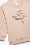 Koton Kız Bebek Şardonlu Uzun Kollu Bisiklet Yaka Nakışlı Pamuklu Sweatshirt