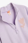 Koton Kız Bebek Sweatshirt Dik Yaka Uzun Kollu Yarım Fermuarlı Baskı Detaylı Şardonlu