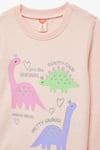 Koton Kız Bebek Uzun Kollu Bisiklet Yaka Dinozor Baskılı Şardonlu Pamuklu Sweatshirt