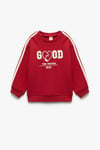 Koton Kız Bebek Uzun Kollu Şardonlu Şerit Detaylı Nakışlı Bisiklet Yaka Sweatshirt