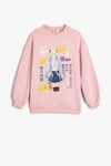 Koton Kız Çocuk Anime Baskılı Sweatshirt Şardonlu Uzun Kollu Bisiklet Yaka