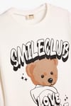 Koton Kız Çocuk Ayıcık Baskılı Sweatshirt Uzun Kollu Bisiklet Yaka Şardonlu