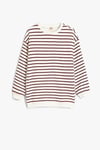 Koton Kız Çocuk Basic Çizgili Sweatshirt Uzun Kollu Bisiklet Yaka Pamuklu