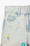Koton Kız Çocuk Çiçek Nakışlı Cepli Pamuklu Denim Şort