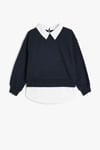 Koton Kız Çocuk Gömlek Yaka Sweatshirt Çift Kumaş Detaylı