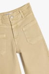 Koton Kız Çocuk Kot Pantolon Geniş Paça Cepli Pamuklu - Wide Leg Jean