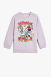 Koton Kız Çocuk Mickey Mouse ve Daisy Duck Sweatshirt Lisanslı Uzun Kollu Bisiklet Yaka Şardonlu