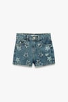 Koton Kız Çocuk Pamuklu Cepli Yıldız Desenli Denim Şort