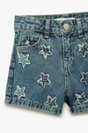 Koton Kız Çocuk Pamuklu Cepli Yıldız Desenli Denim Şort