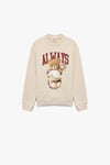 Koton Kız Çocuk Pamuklu Uzun Kollu Bisiklet Yaka Ayıcık Baskılı Şardonlu Sweatshirt