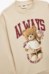 Koton Kız Çocuk Pamuklu Uzun Kollu Bisiklet Yaka Ayıcık Baskılı Şardonlu Sweatshirt