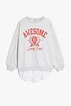 Koton Kız Çocuk Slogan Baskılı Bisiklet Yaka Uzun Kollu Oversize Sweatshirt