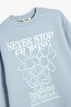 Koton Kız Çocuk Sweatshirt Çiçek Baskılı Uzun Kollu Bisiklet Yaka