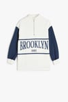 Koton Kız Çocuk Sweatshirt Dik Yaka Yarım Fermuarlı Şehir Baskılı Uzun Kollu