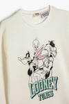 Koton Kız Çocuk Sweatshirt Looney Tunes Baskılı Lisanslı Uzun Kollu Bisiklet Yaka Şardonlu