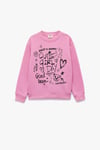 Koton Kız Çocuk Uzun Kollu Bisiklet Yaka Şardonlu Baskılı Sweatshirt